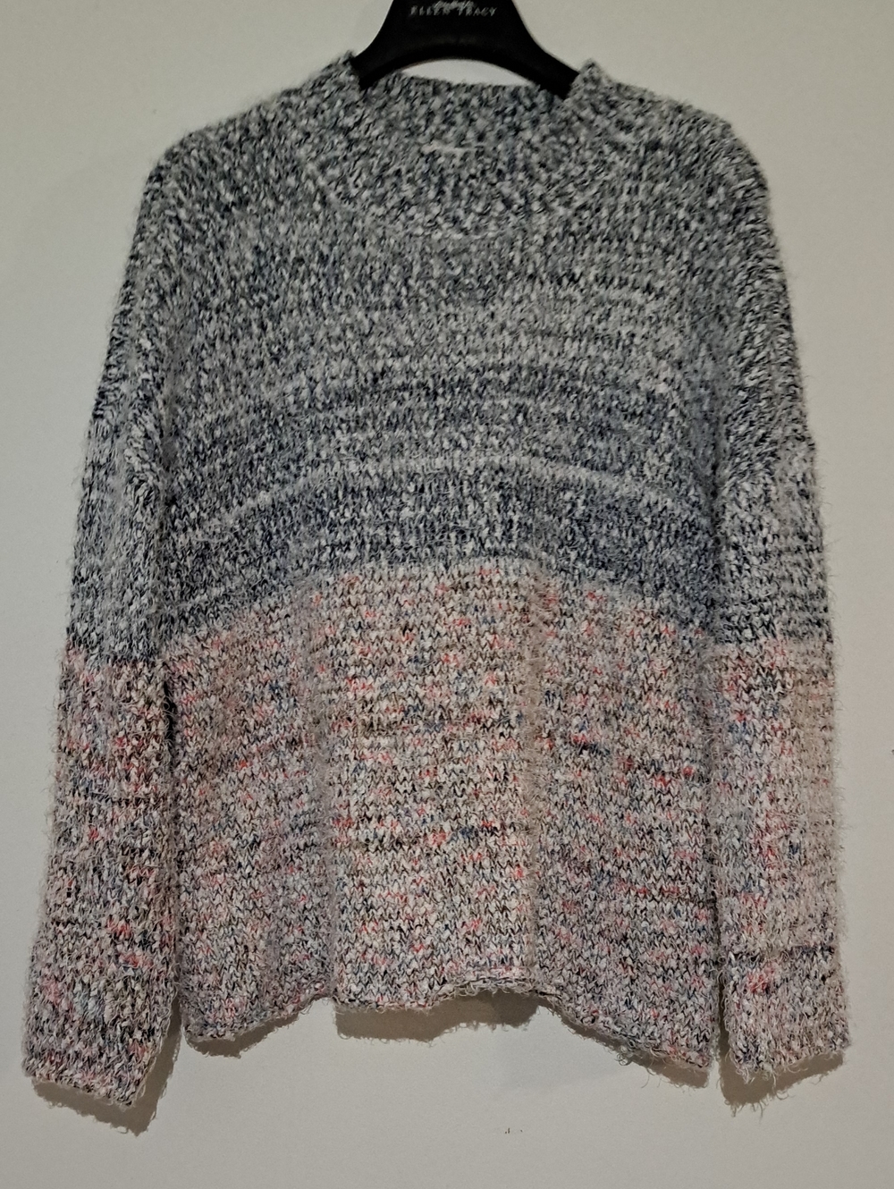 Cozy Two-Tone Gray and Pink Knit Sweater - Women